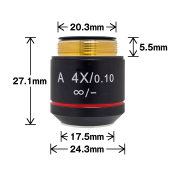 4倍ロングフォーカスレンズUM-L4XLFの寸法