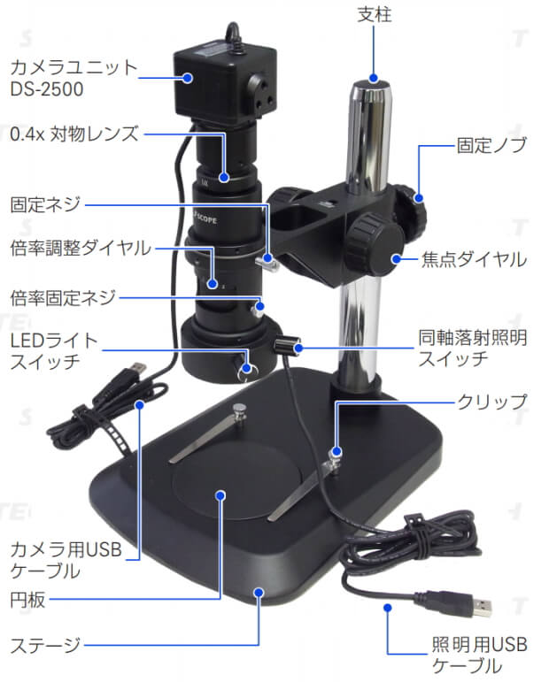 マイクロスコープHD-2500各部名称