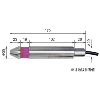 河川用圧力式水位センサー MJ-WL60-10 (ケーブル10m) 外形寸法