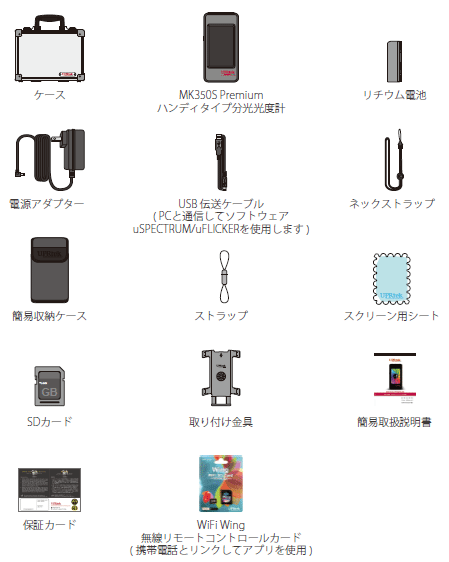 LED分光放射照度計 MK350S Premiumの内容物