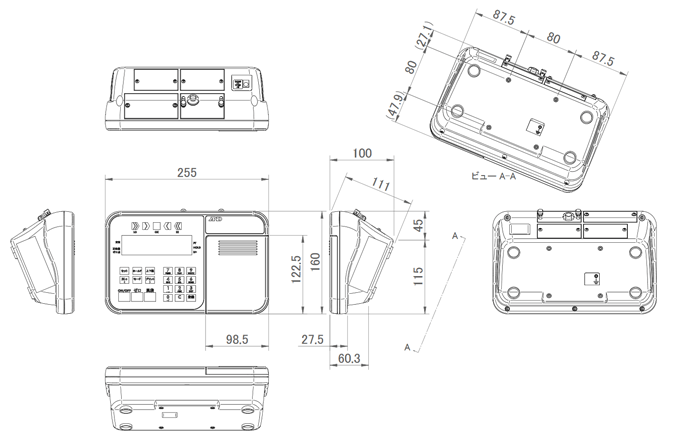 表示部外形寸法図