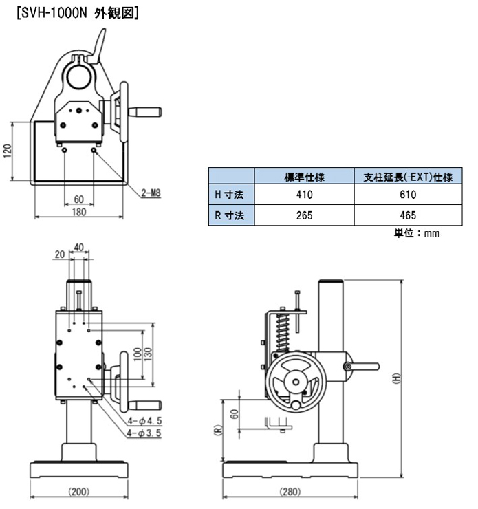 SVH-1000Nの寸法