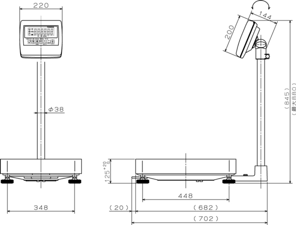 PF10-30N/60N/150N/300Nの外形寸法図