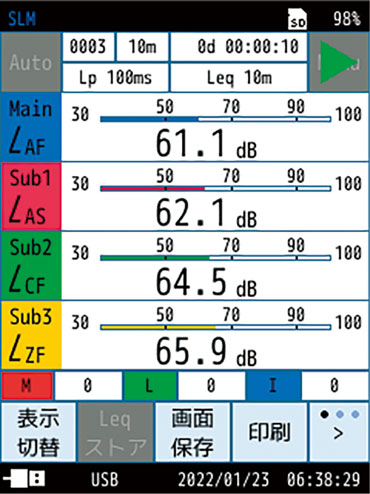 同時測定画面