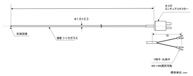 ローコスト被覆K熱電対シリカガラスタイプ(デュープレックス) STK-CN32SLシリーズ図面