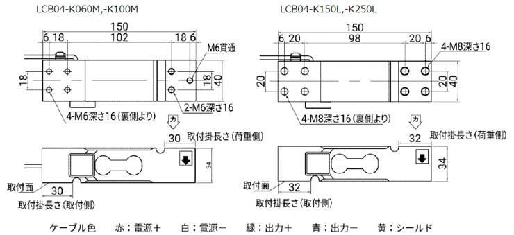 A&D シングルポイントロードセル LCB04シリーズ外形寸法図