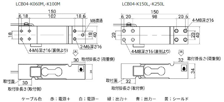 A&D シングルポイントロードセル LCB04シリーズ外形寸法図