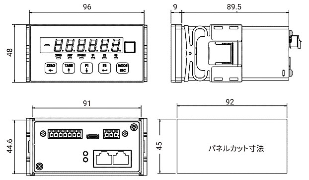 A&D 産業用イーサネット対応ウェイングインジケータ AD-4411外形寸法図