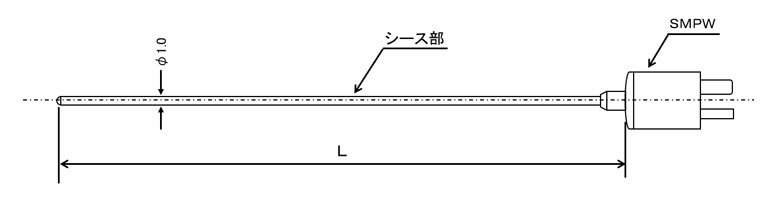 Jセンサ スリーブレスシースT熱電対 φ1.0mm (日本製)の図面