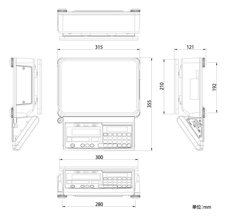 A&D 個数計カウンティングスケール GCシリーズ外形寸法図